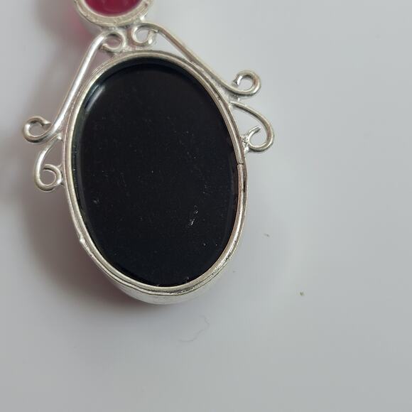 Pink Fire Opal Pendant – With Red Garnet Accents + 20" Sterling Silver Chain - Picture 7 of 10